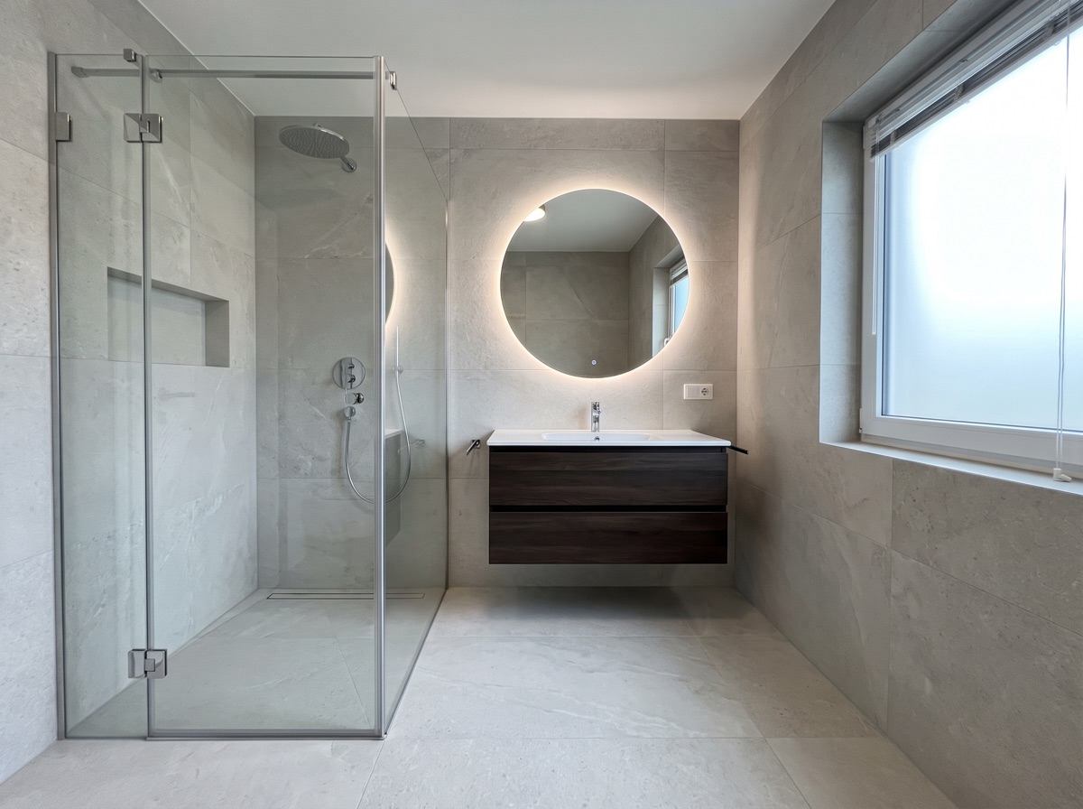 Badezimmer nach der Sanierung durch einen HeizArk-Fachpartner